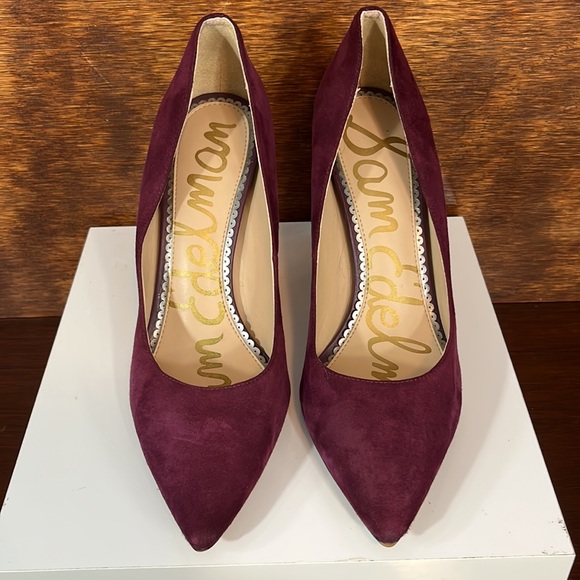 Gorgeous Sam Edelman Plum Suede High Heels Sz 7 - Picture 2 of 11